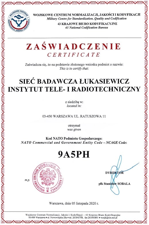 Certyfikat Nato 9A5PH
